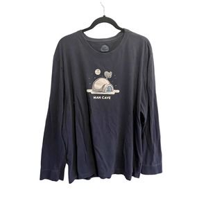 LIFE IS GOOD Mens T-Shirt CRUSHER TEE Blue "Man Cave" Igloo Graphic Sz XXXL